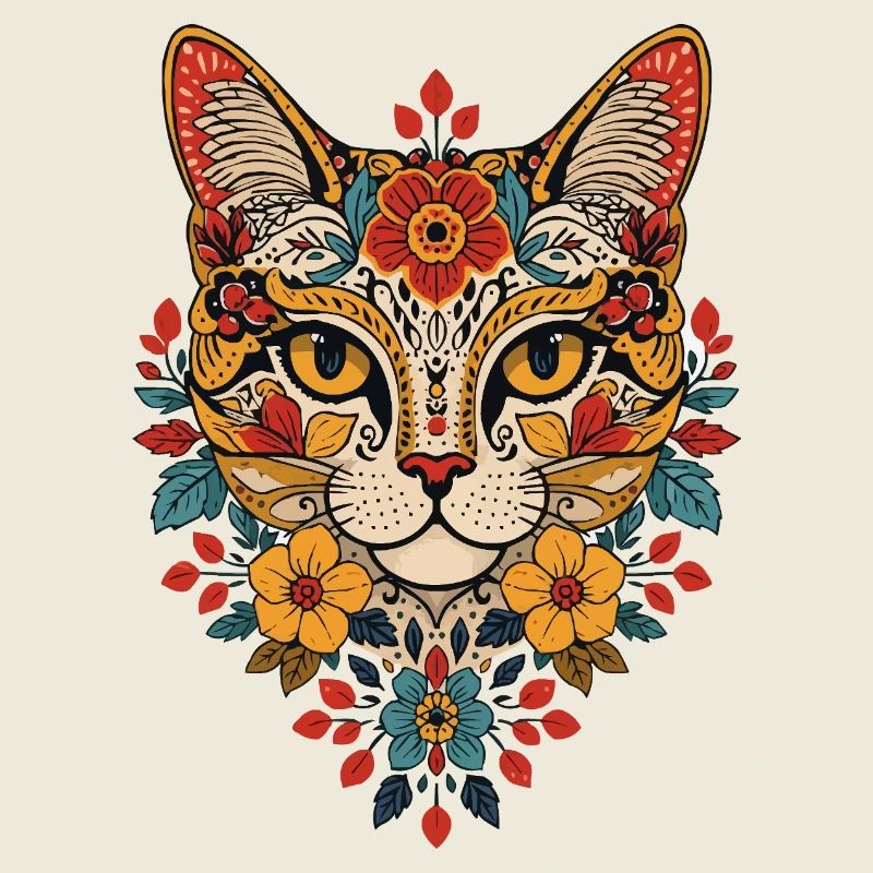 Blumenkatze Kopfdesign floral