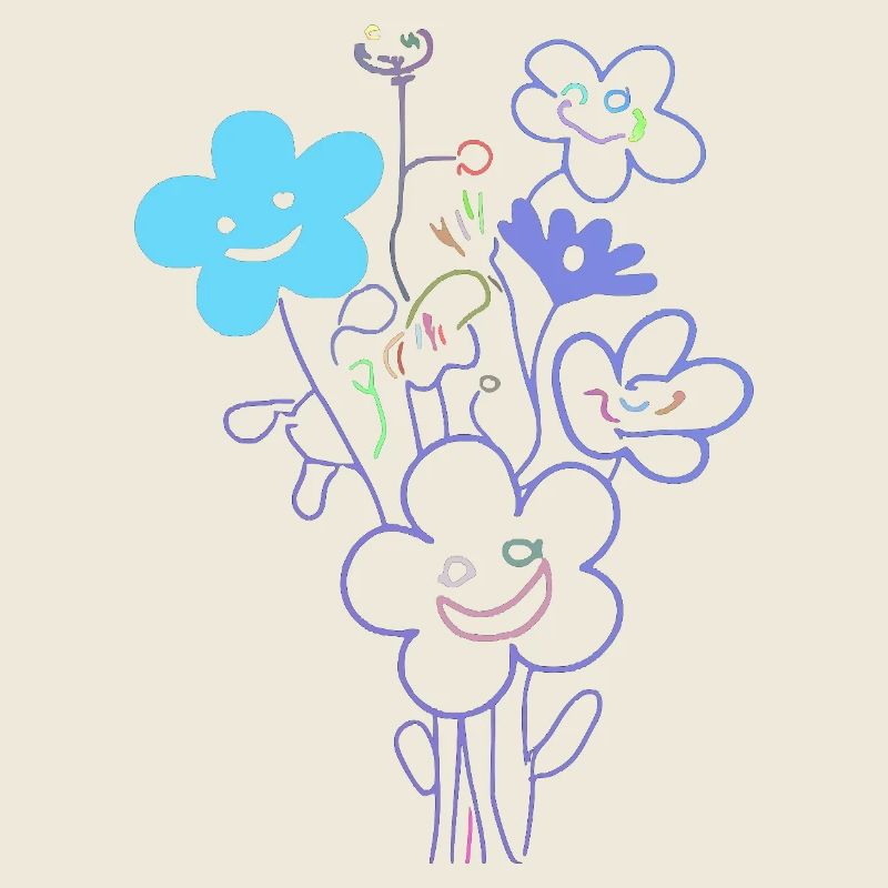 Cheerful flowers with neon lines