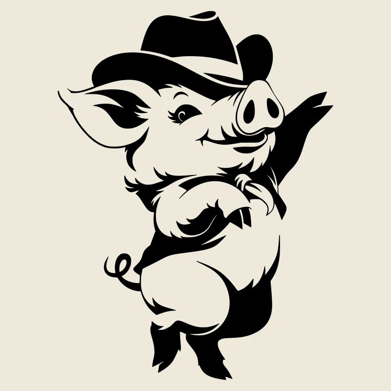 Motif de dessin animé de cochon drôle avec chapeau