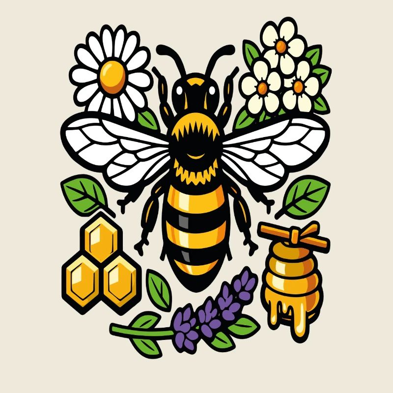 Abeille et fleurs sauvages