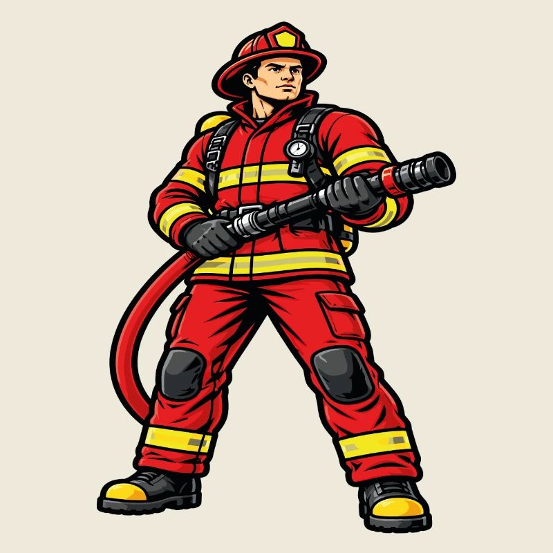 Feuerwehrmann in Aktion dynamisches rotes Outfit