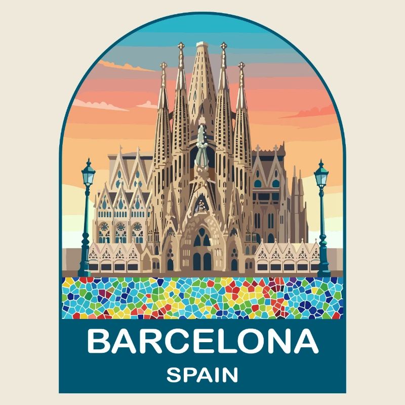 Affiche de voyage vintage de Barcelone, Espagne