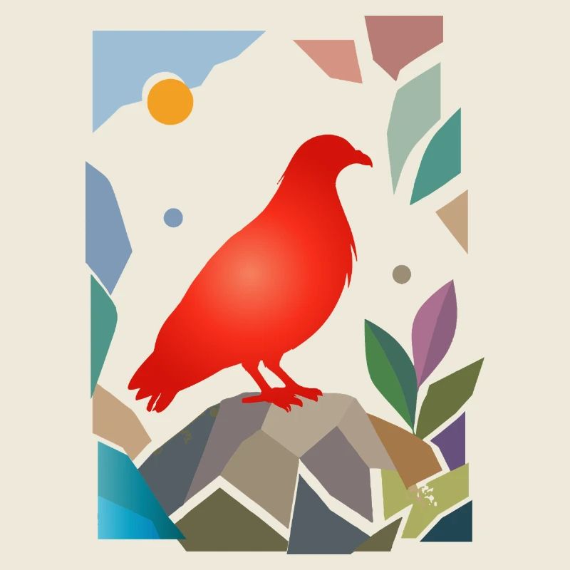 Rote Taube auf Stein Vogel Design