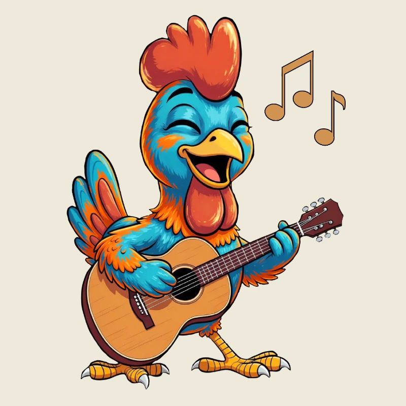 Lustiges Huhn mit Gitarre