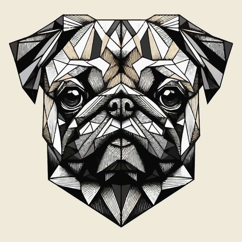 Mops Hund Geometrisch Geschenkidee