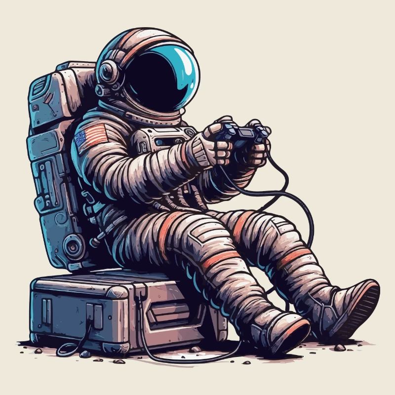 Astronaut Playing Console with Controller