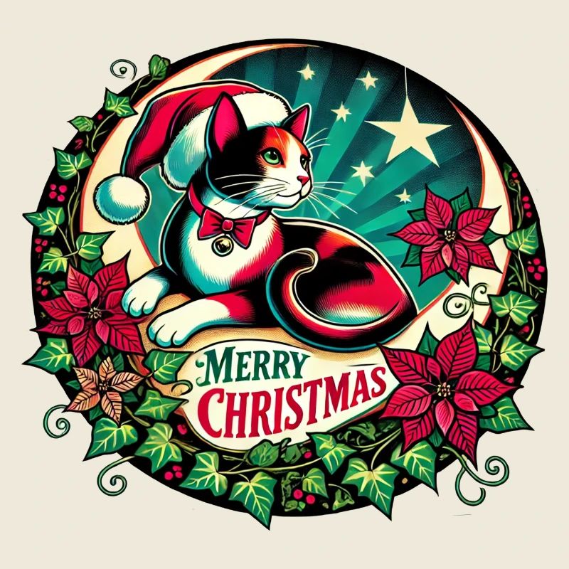 Chat calicot de Noël