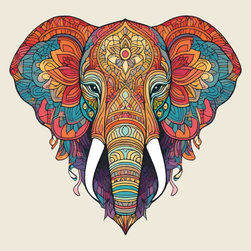 Elefant Zentangle Kunst bunt tier