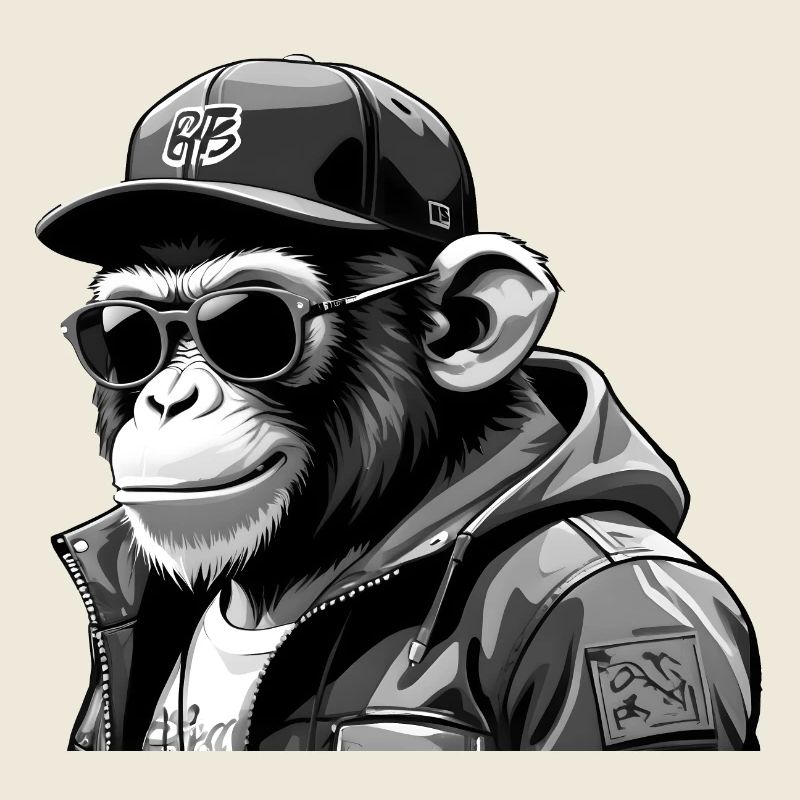 Singe cool élégant en noir et blanc