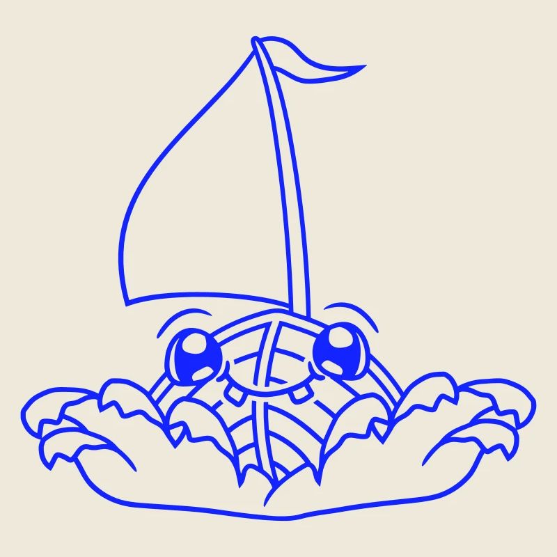 mignon drôle bateau vagues voile visage souriant