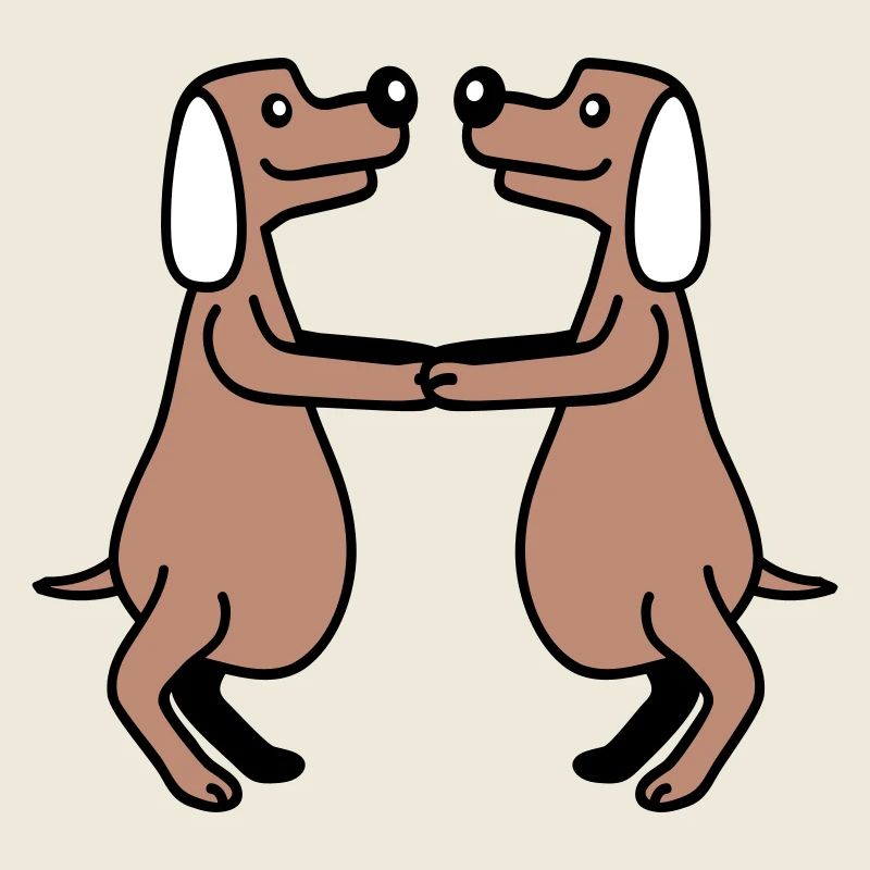 2 chiens gros ventre en surpoids dansant ensemble