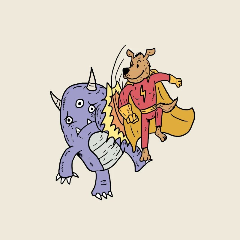 Superhero dog is fighting monsters