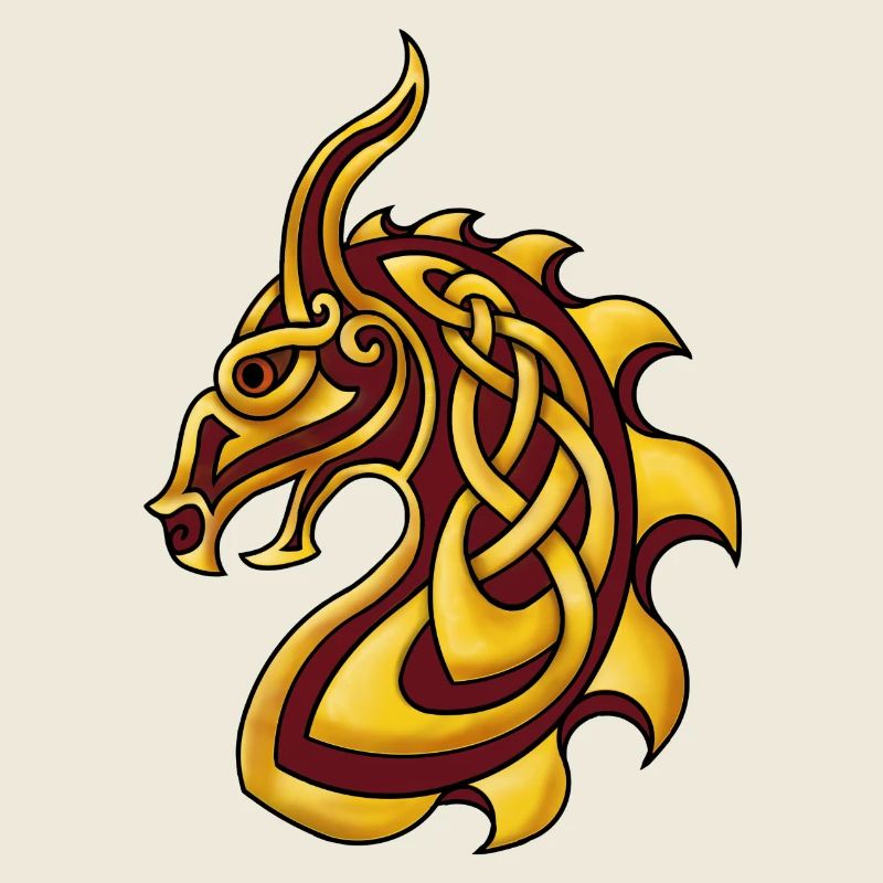 Celtic Dragon Red Gold