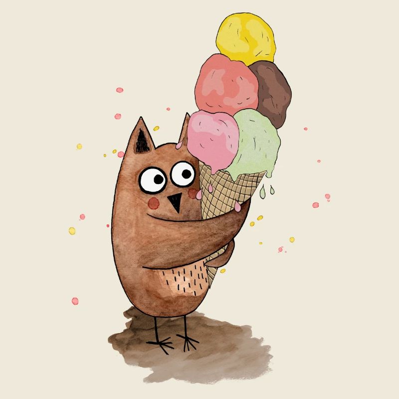 Eule mit riesigem Eis