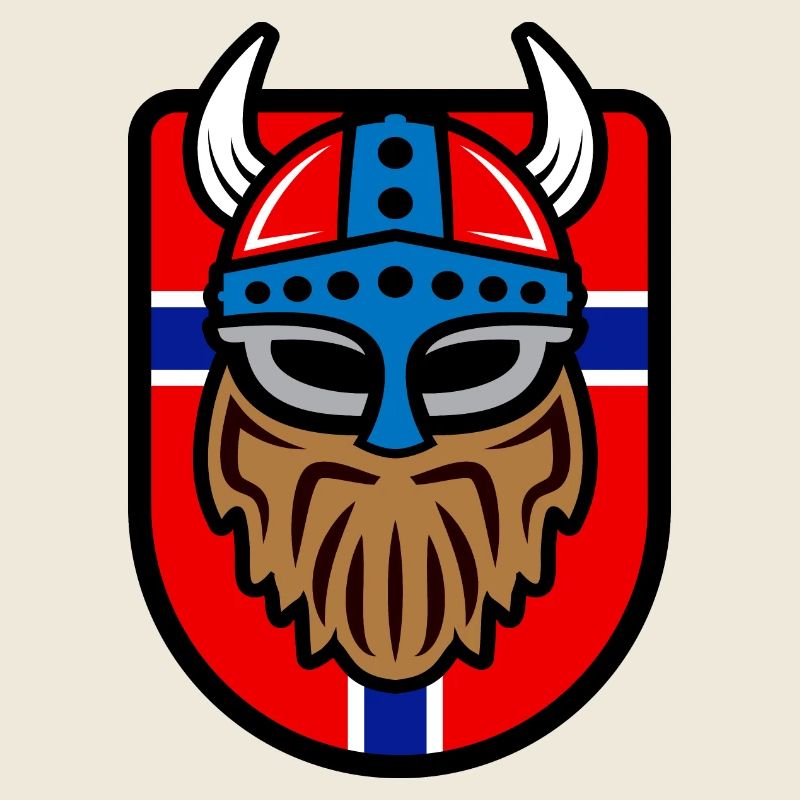 Cooler Wikinger Logo mit Norwegischer Flagge