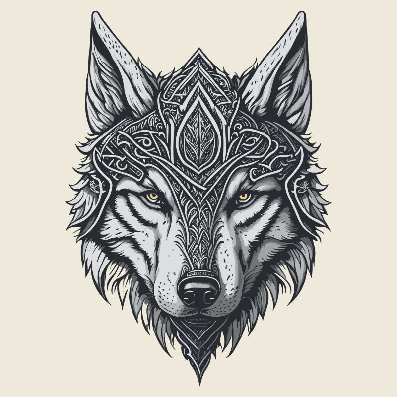 Wolf head style viking tattoo