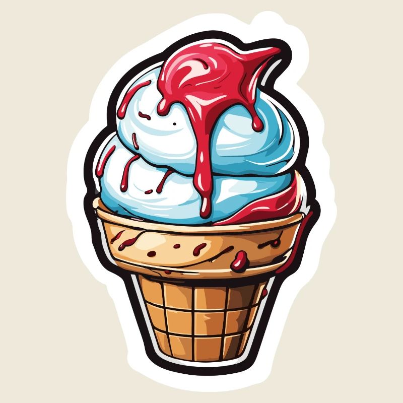 Crème glacée / Été / Soleil / Gaufre