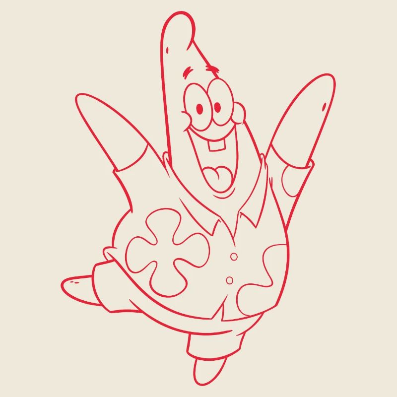The Patrick Star Show Outline Design In Red
