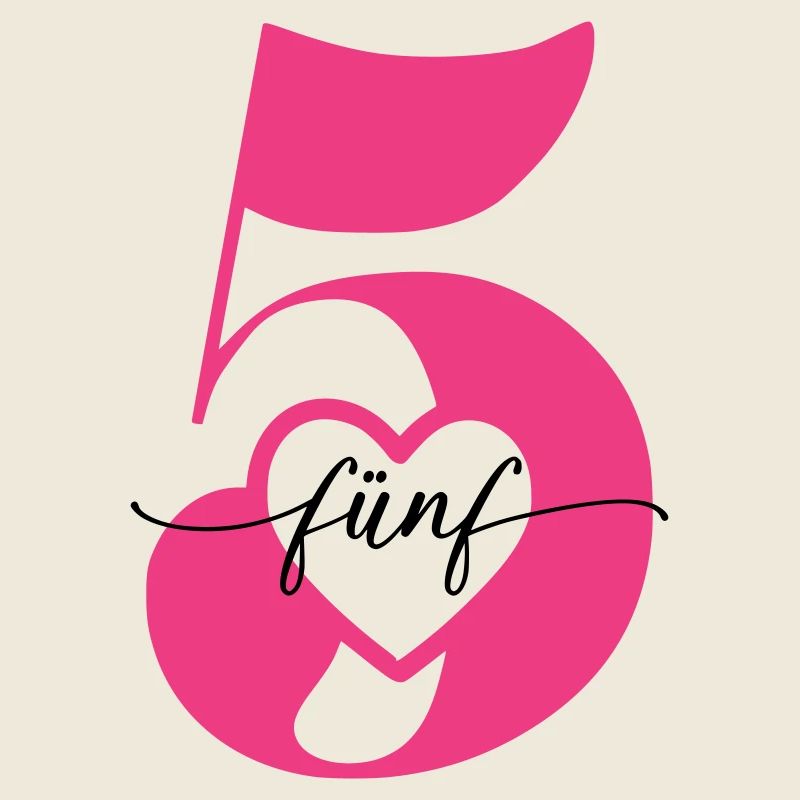 Digit Five 5 with Heart