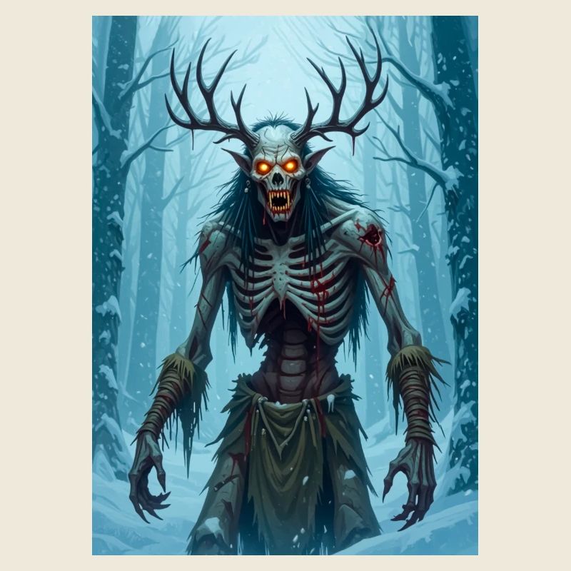 Wendigo, abgemagerter kannibalischer Dämon der Folklore
