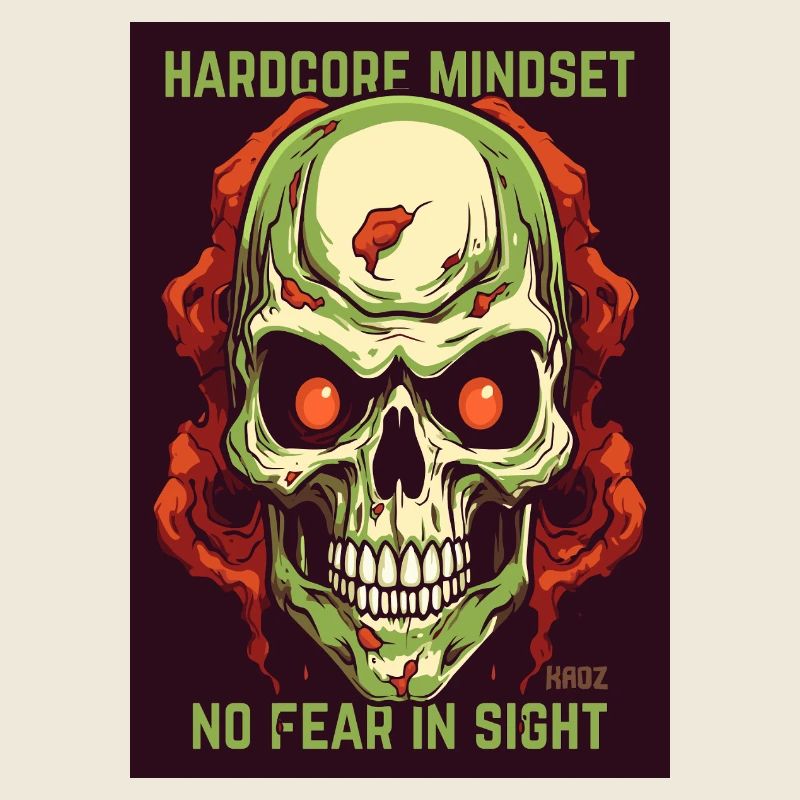 Gothischer Totenkopf mit Hardcore Spruch