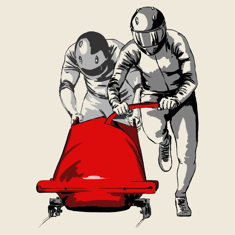 Bobfahrer beim Anschieben am Start