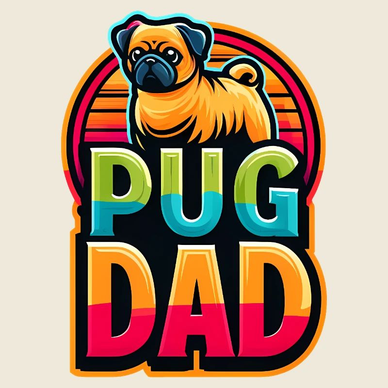 Pug Dad Rainbow Pop Art, Dog Dad 