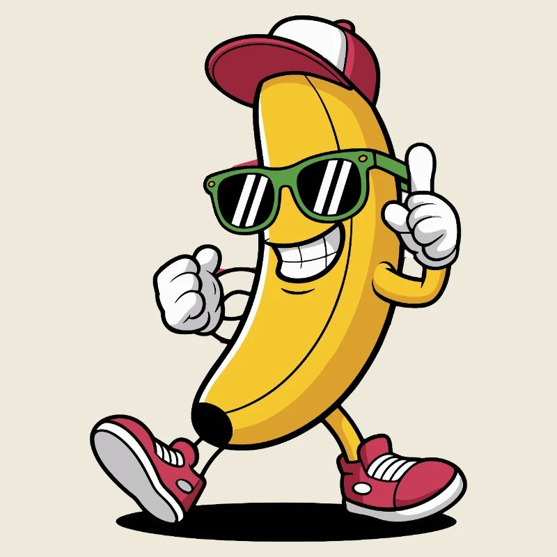 Coole Banane mit Sonnenbrille und Kappe