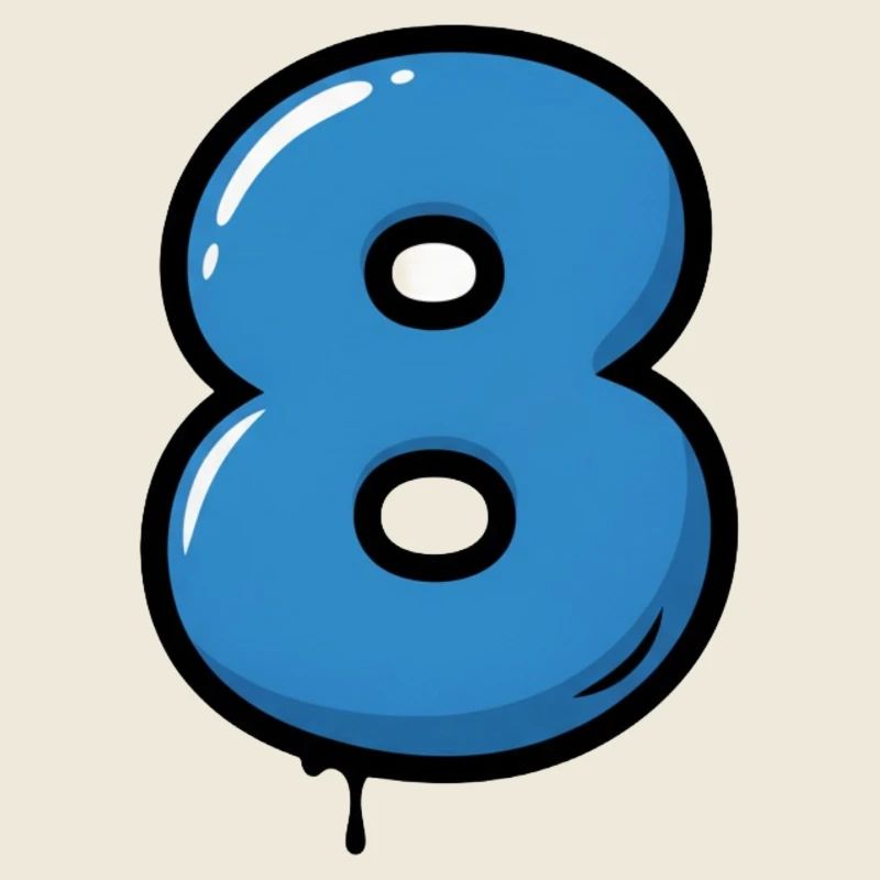 Illustration de ballon bleu numéro 8