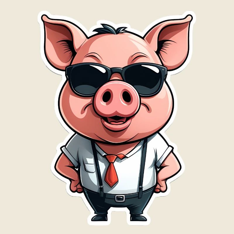 PDG cochon avec lunettes de soleil