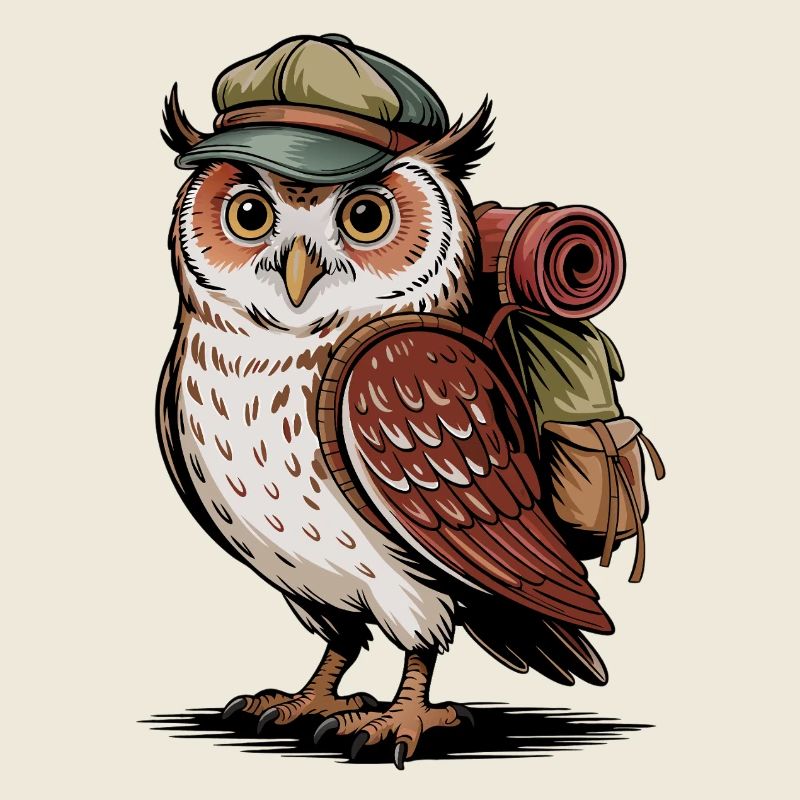 Waldwanderer Eule mit Rucksack