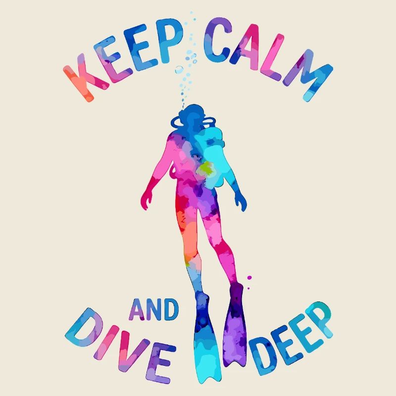 Keep Calm Dive Deep Colorful Diver