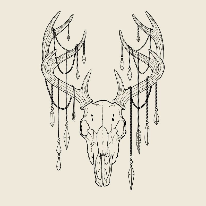 Hirschgeweih mit Kristallen