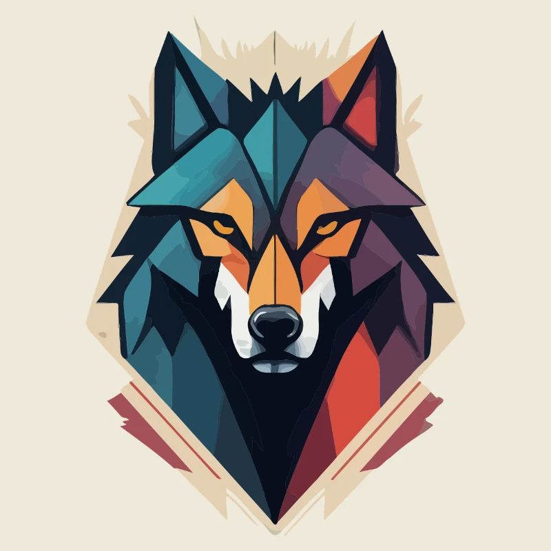 Tête de loup géométrique