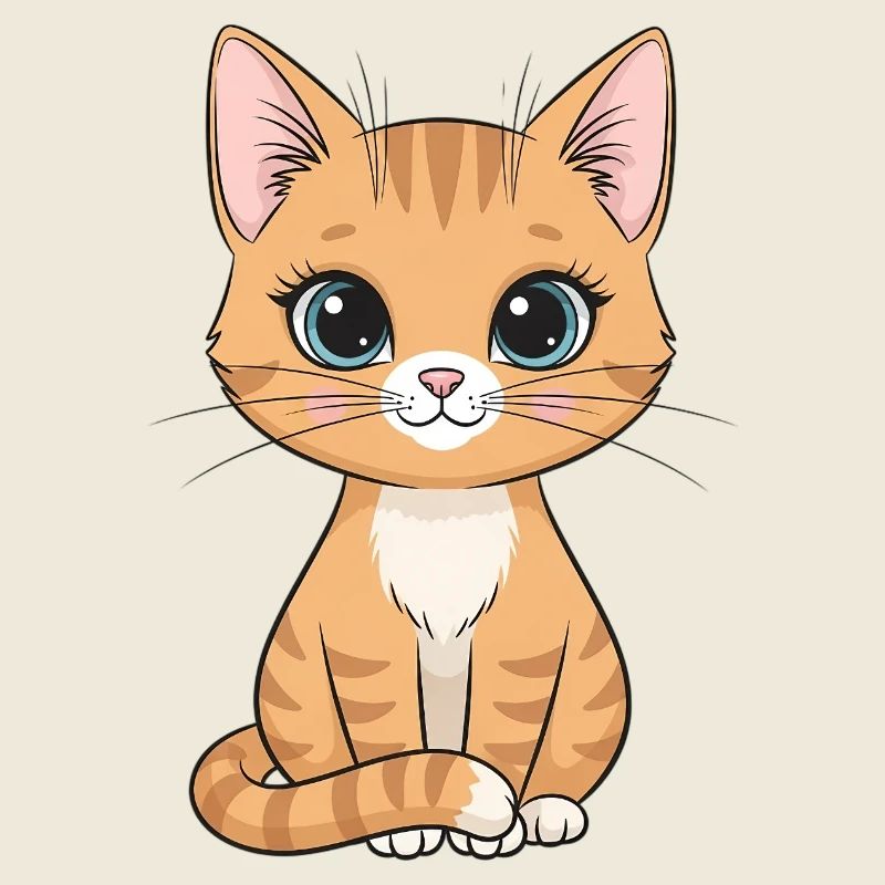 Cartoon chaton : Fourrure rayée orange