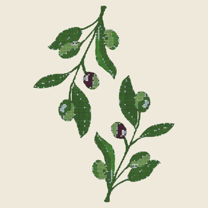 olive branches Mosaic Green