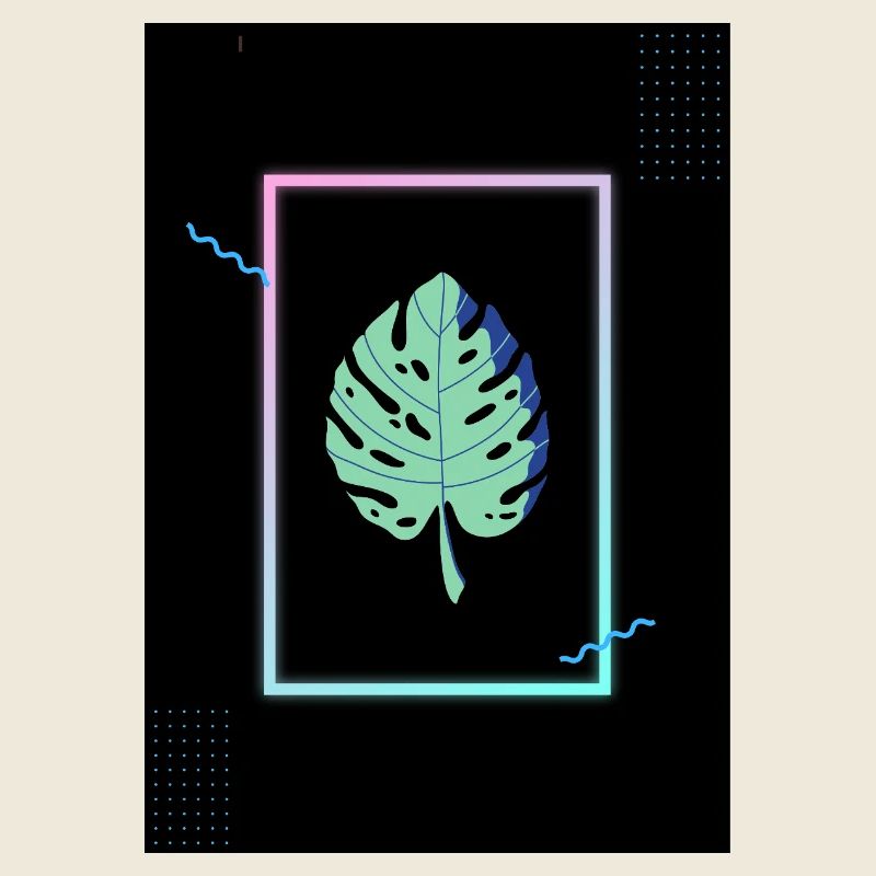 Monstera Neon Frame