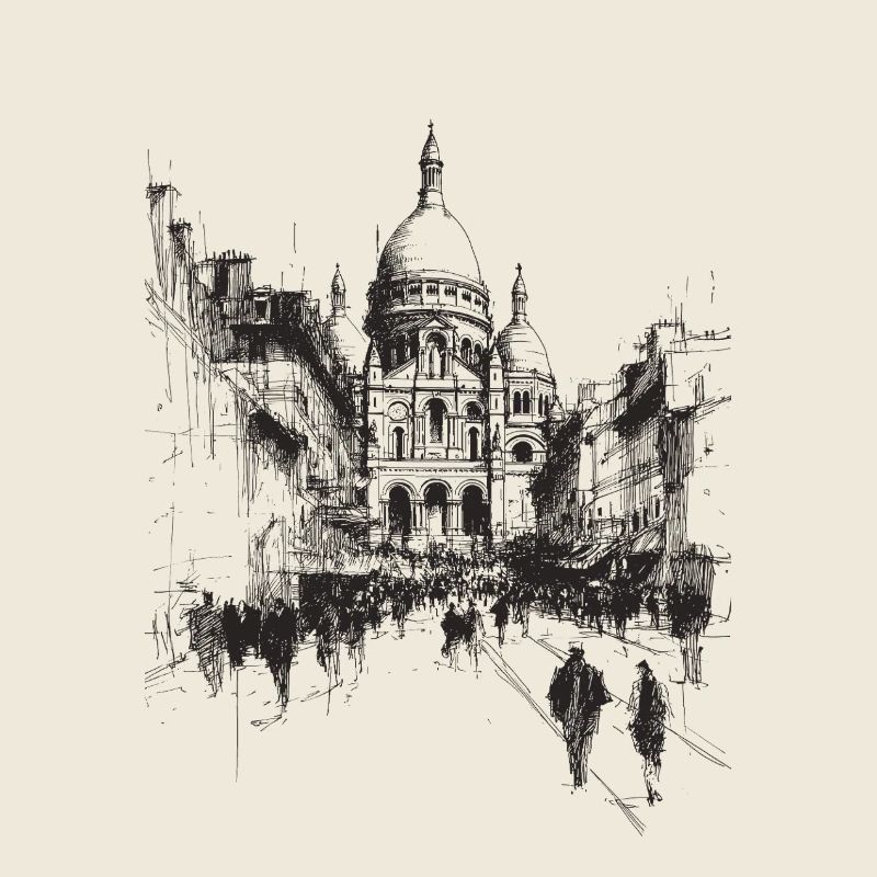 Silhouette de la ville avec dôme