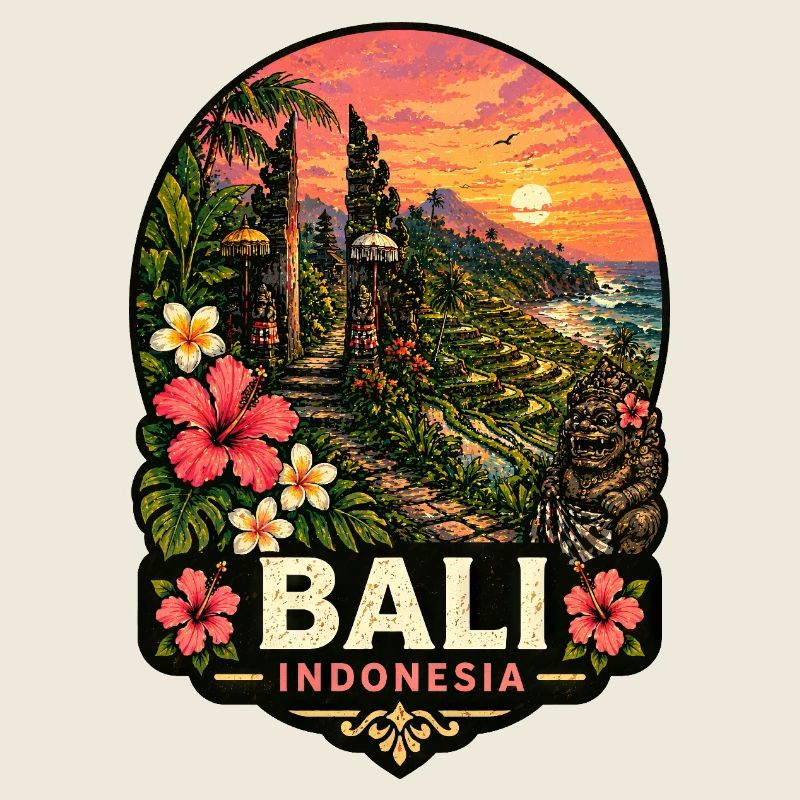 Jardin d’Hibiscus du Coucher du Soleil de Bali