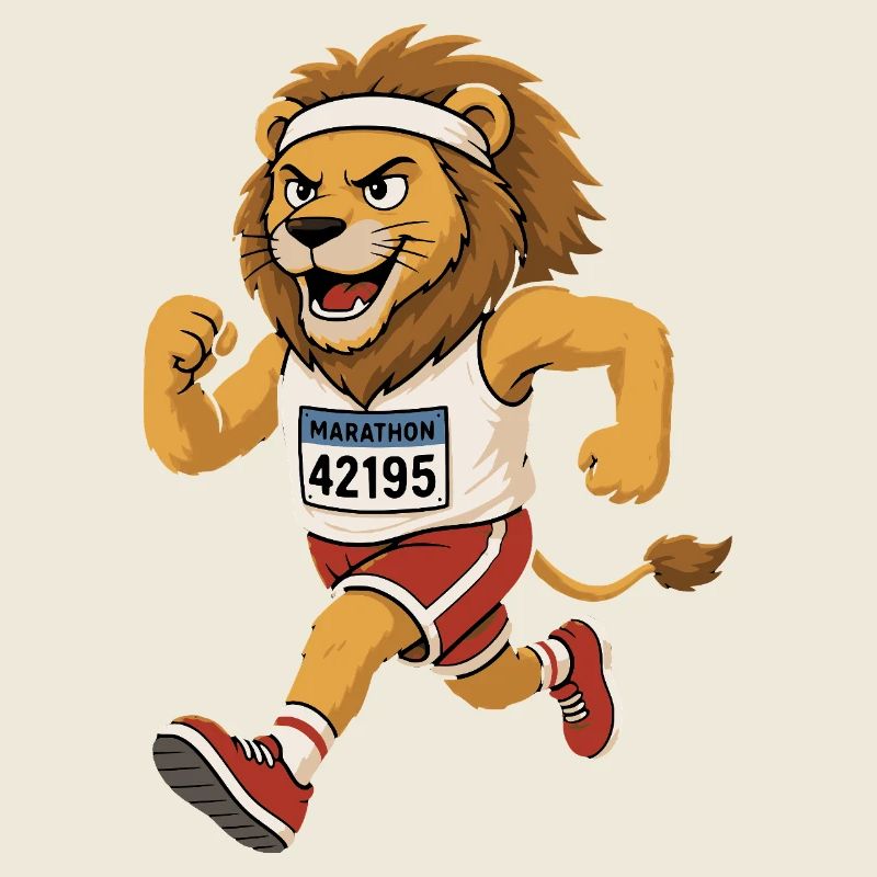 Running lion in comic style