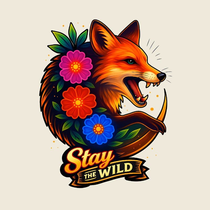 Renard aux fleurs Reste sauvage