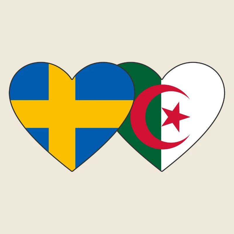 Suède Algérie Drapeau Coeur