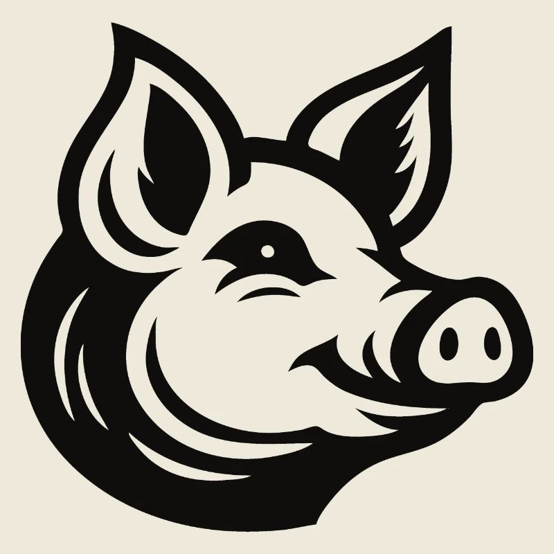 Tête de cochon - Design minimaliste de cochon