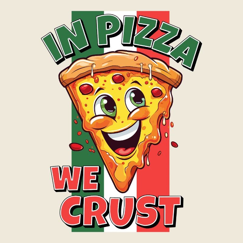 Dans la pizza on croûte la tranche de pizza le visage rit drôle