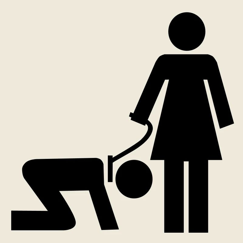 Frau mit Mann an der Leine