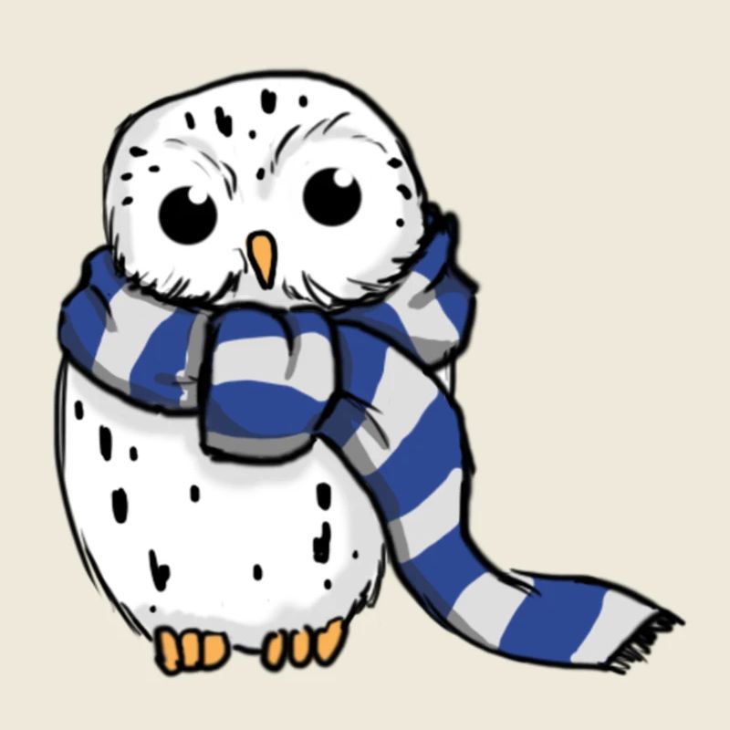 Schneeeule Blau-Weiß