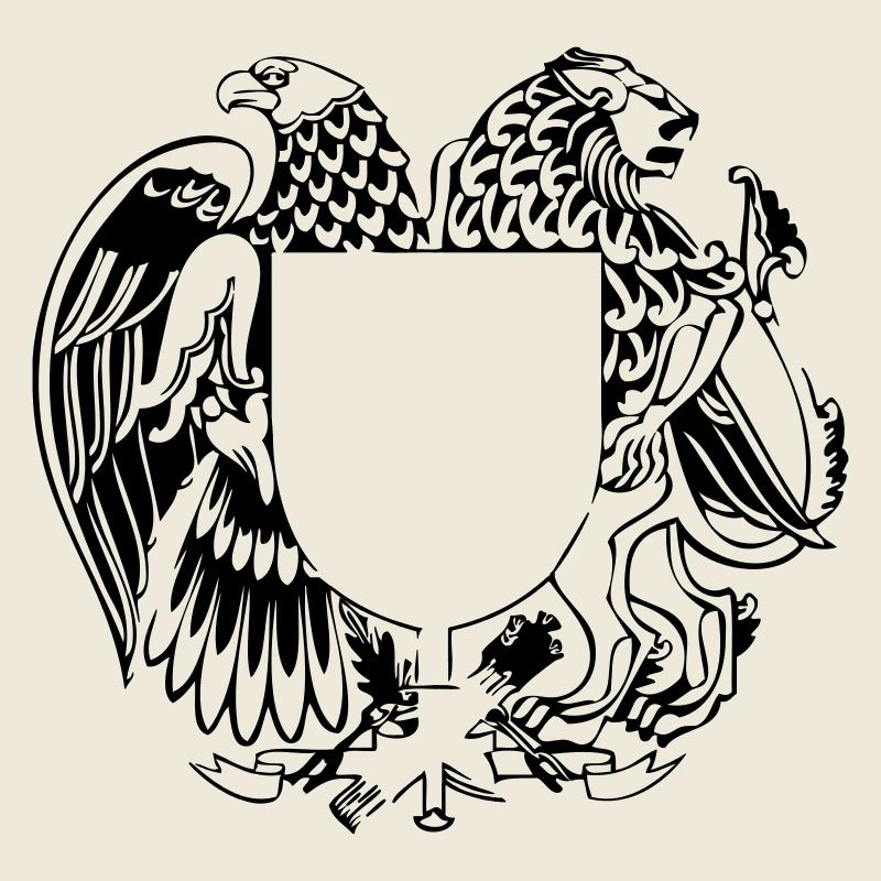 Adler und Löwe mit Schild