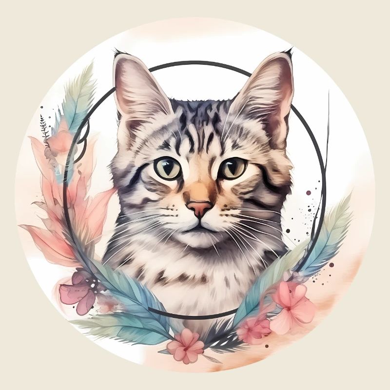 American Shorthair Cat Boho Elemente, LCats