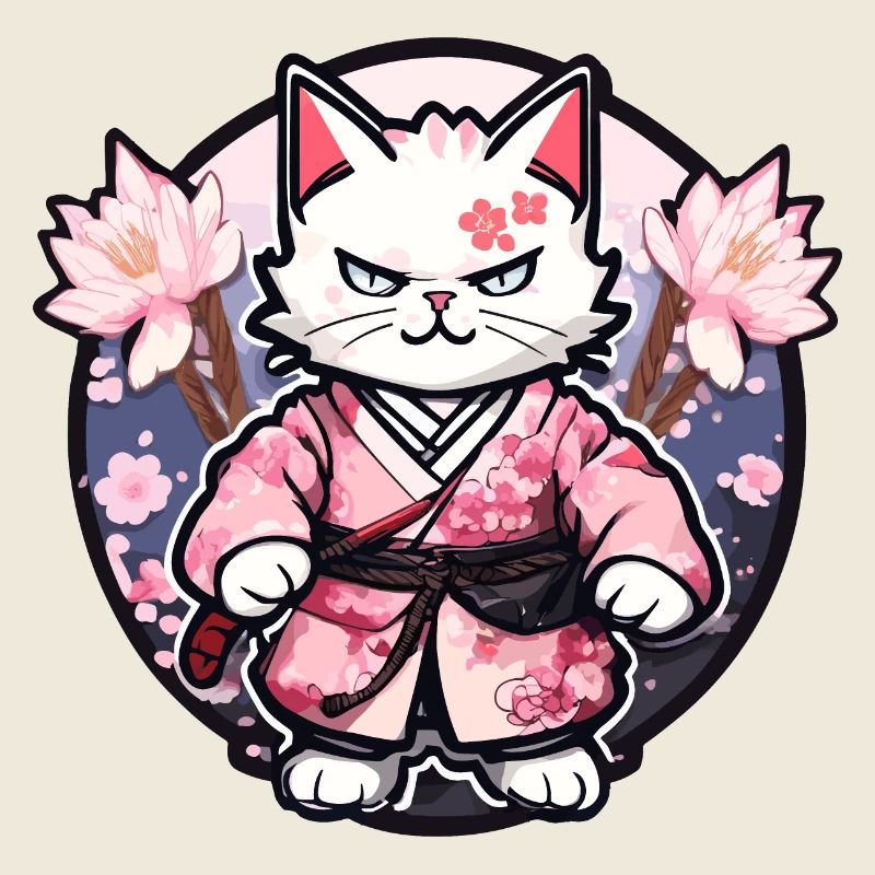 Samurai Katze & Kirschblüten #10