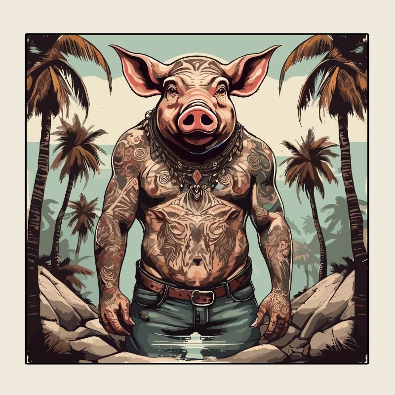 Tattoo / Tier / Kunst / cool / Comic / Schwein